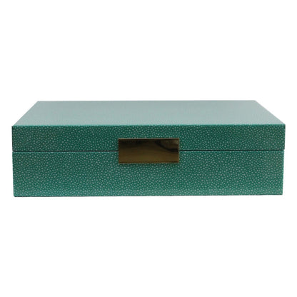 Green Shagreen Storage Box: Gold Trim 8"x11" by Addison Ross