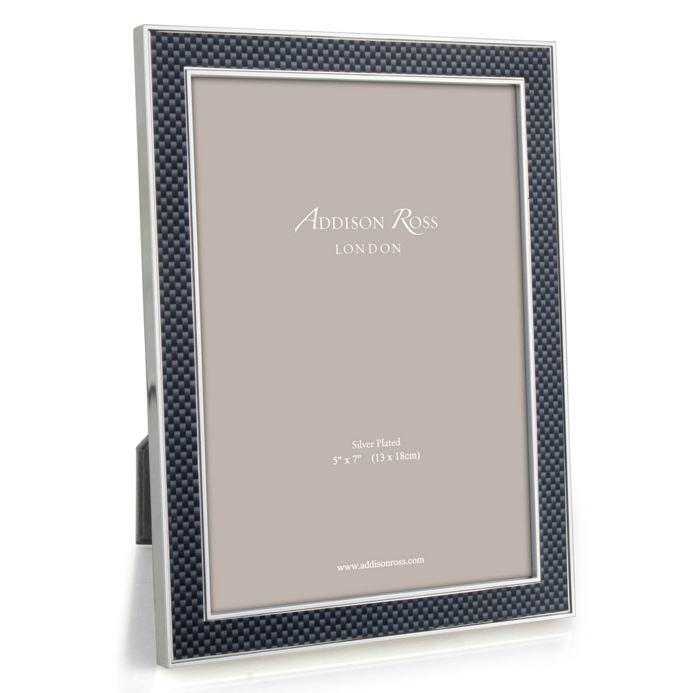 Grey Carbon Fibre & Silver Photo Frame 15mm by Addison Ross