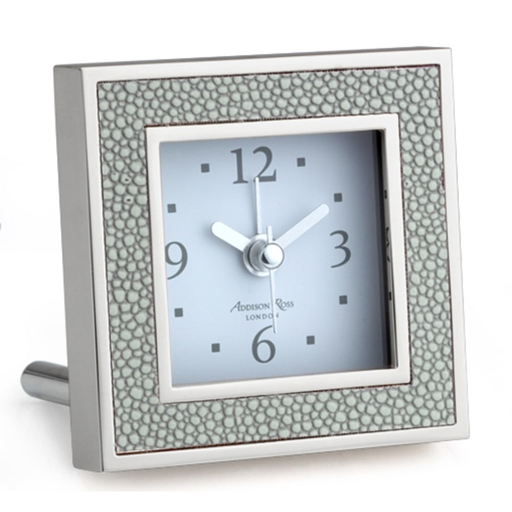 Grey Shagreen Square Silent Alarm Clock by Addison Ross