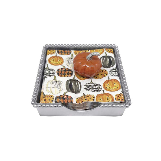 Halloween Pumpkin (1284) Beaded Napkin Box Set by Mariposa