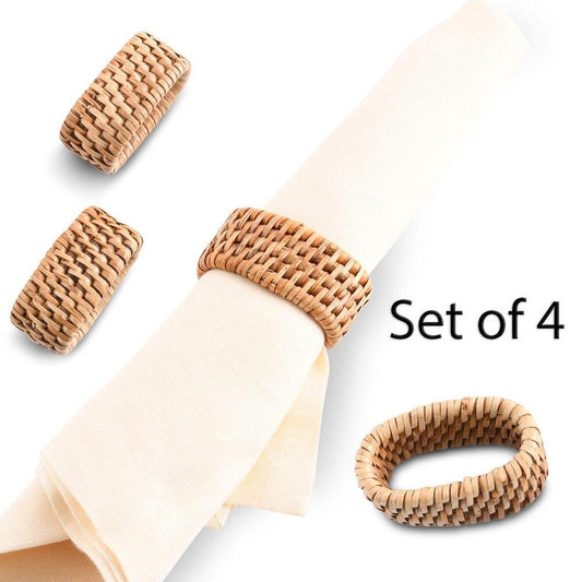 Hand Woven Rattan Napkin Ring - Set of 4 by Vagabond House 