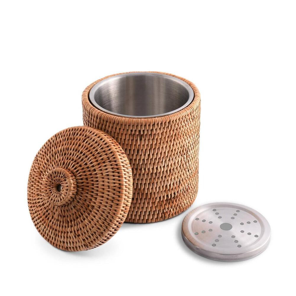 Hand Woven Wicker Rattan Ice Bucket by Vagabond House 5