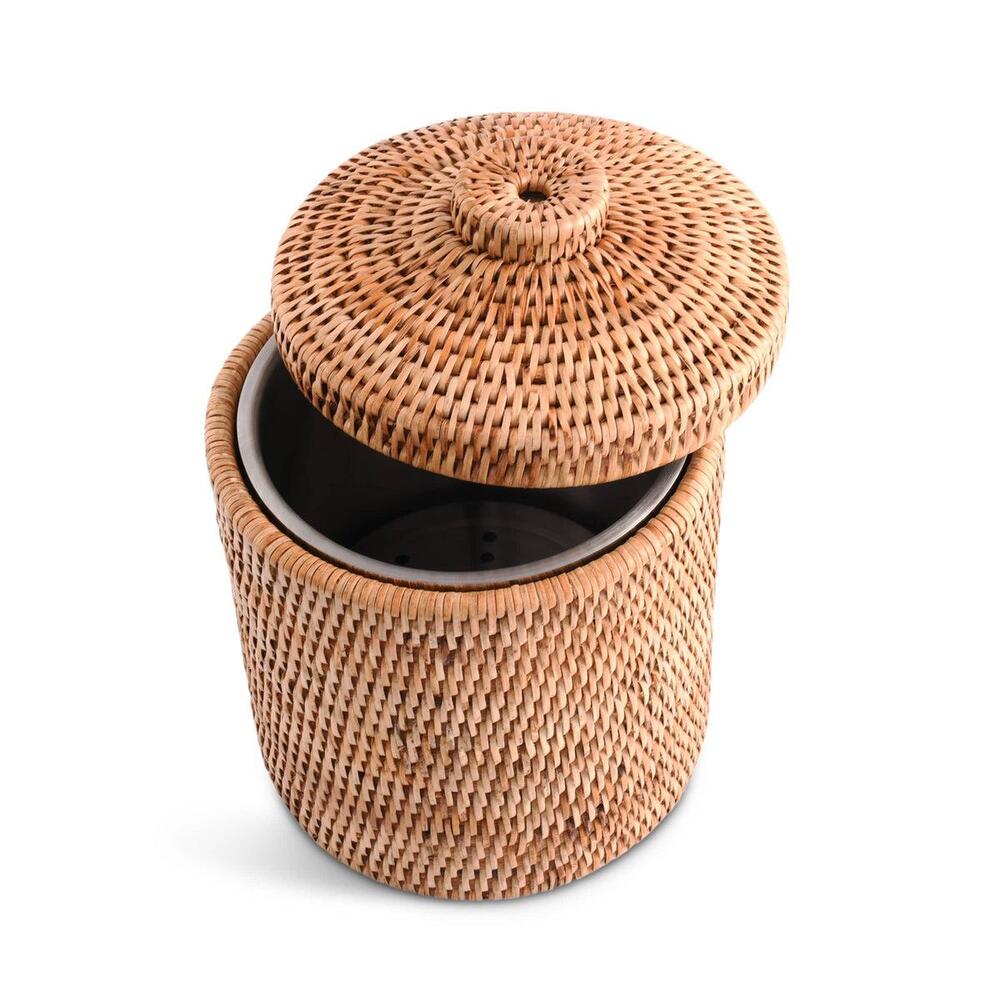 Hand Woven Wicker Rattan Ice Bucket by Vagabond House 6