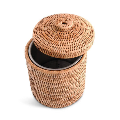 Hand Woven Wicker Rattan Ice Bucket by Vagabond House 6
