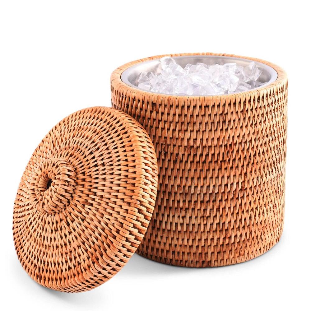 Hand Woven Wicker Rattan Ice Bucket by Vagabond House 