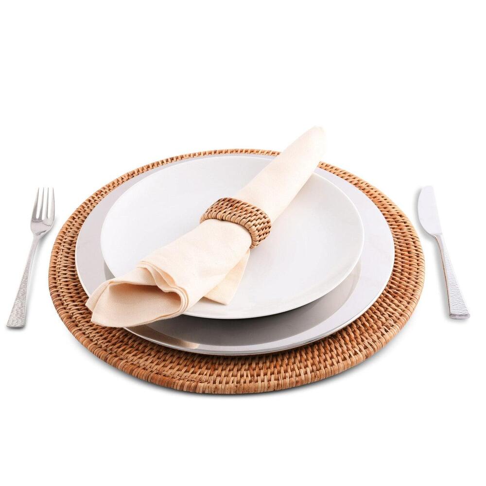 Hand Woven Wicker Rattan Round Placemat - Set of 4 by Vagabond House 3