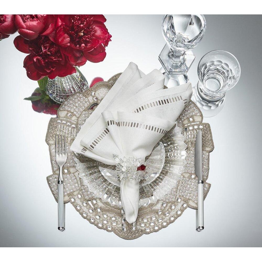 Harmonie Napkin White & Silver by Kim Seybert 5