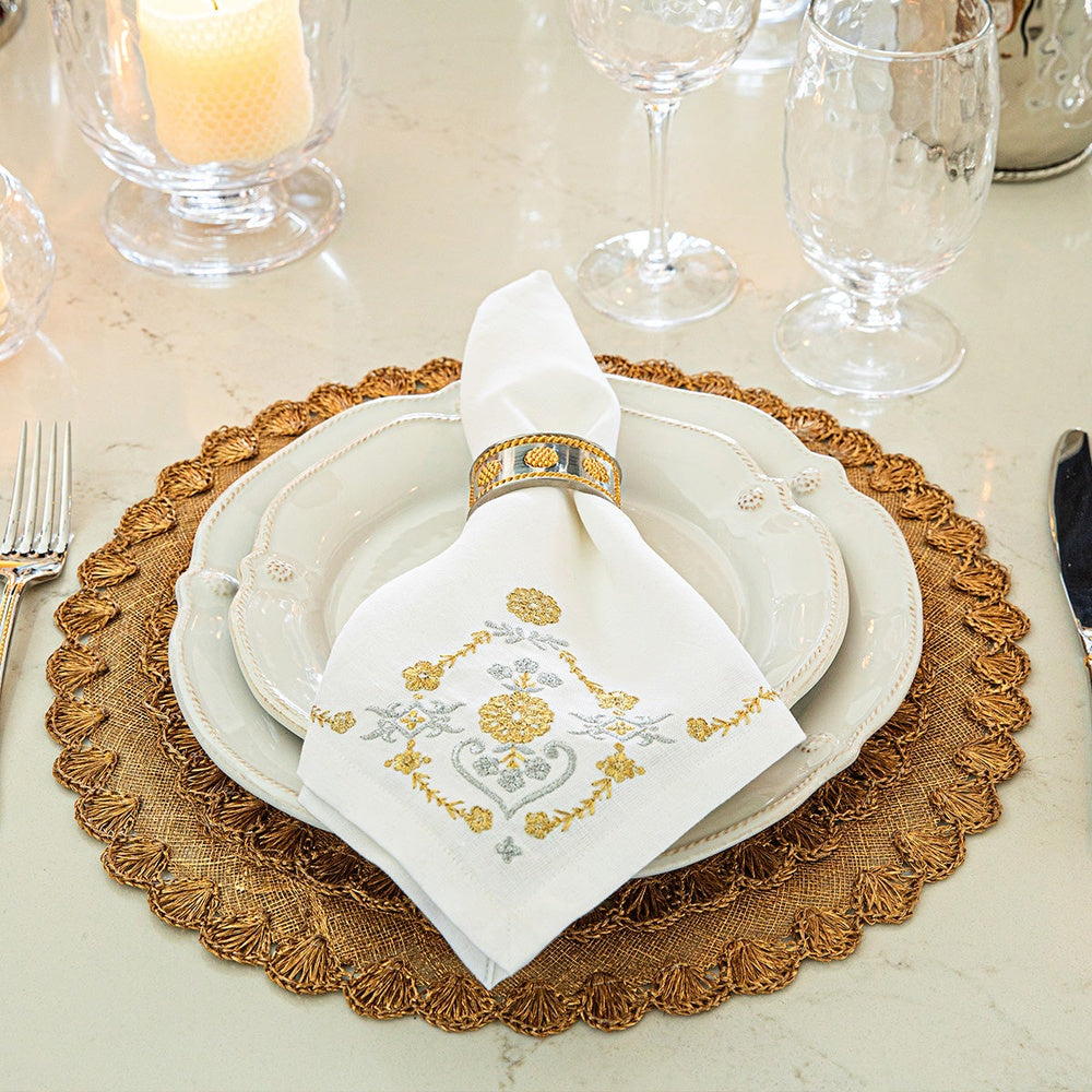 Heidi Embroidered Napkin Set/4 - Gold/Silver by Juliska 3