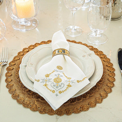 Heidi Embroidered Napkin Set/4 - Gold/Silver by Juliska 3