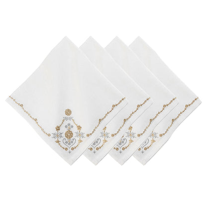Heidi Embroidered Napkin Set/4 - Gold/Silver by Juliska 