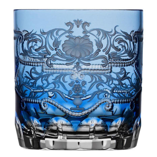 Heritage Sky Blue Double Old Fashioned Glass by Varga Crystal 