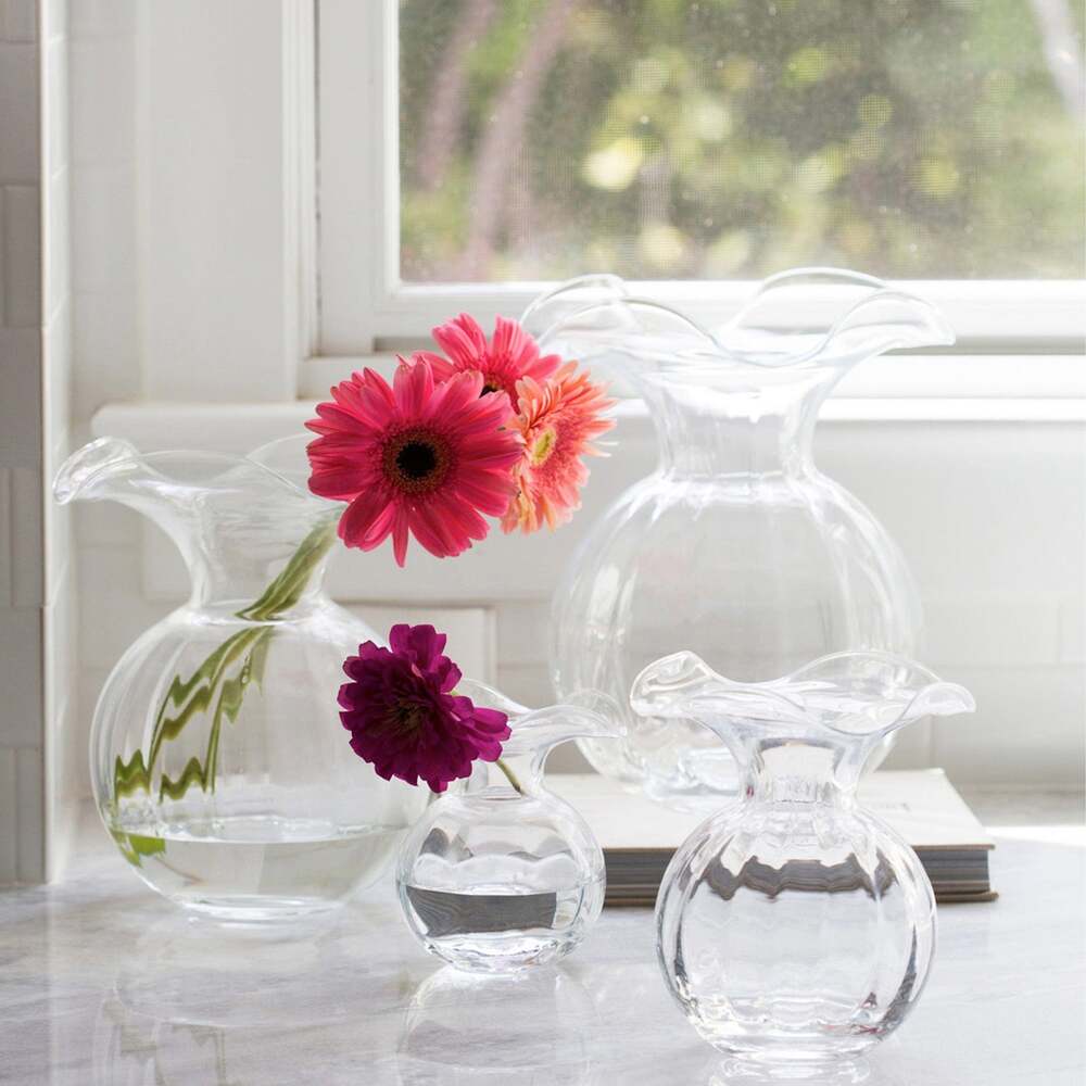 Hibiscus Glass Clear Large Fluted Vase by VIETRI by Additional Image -2