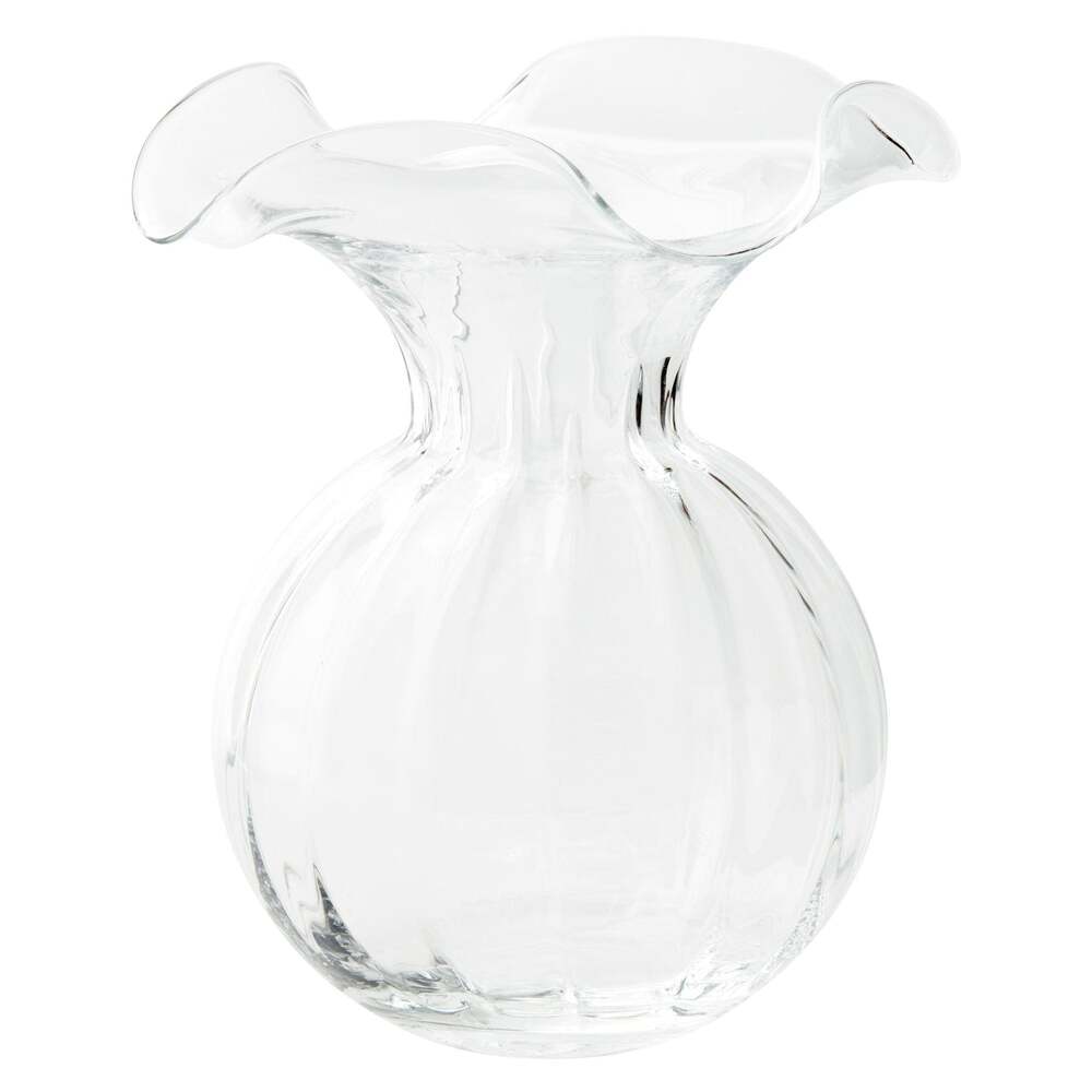 Hibiscus Glass Clear Large Fluted Vase by VIETRI 