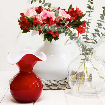 Hibiscus Glass White Fluted Vase by VIETRI by Additional Image -6