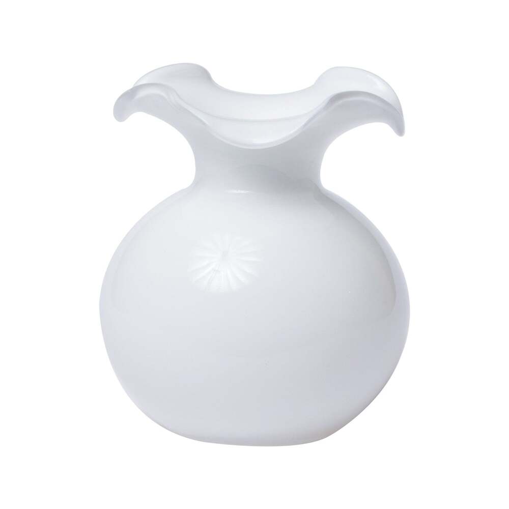 Hibiscus Glass White Fluted Vase by VIETRI 