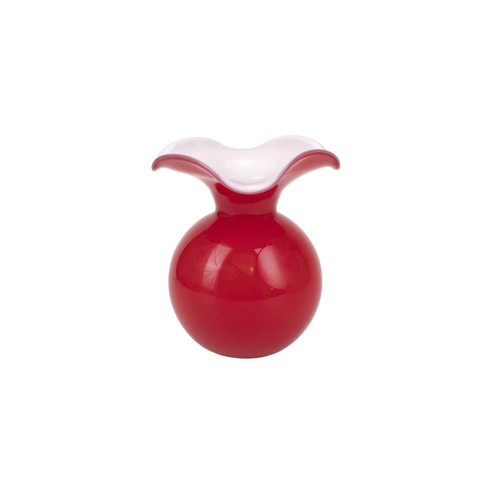 Hibiscus Medium Fluted Vase Red by Vietri 