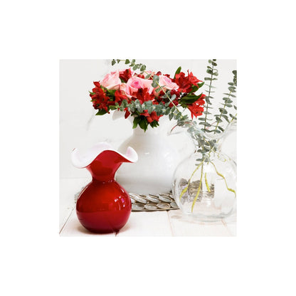 Hibiscus Small Fluted Vase Red by Vietri 3