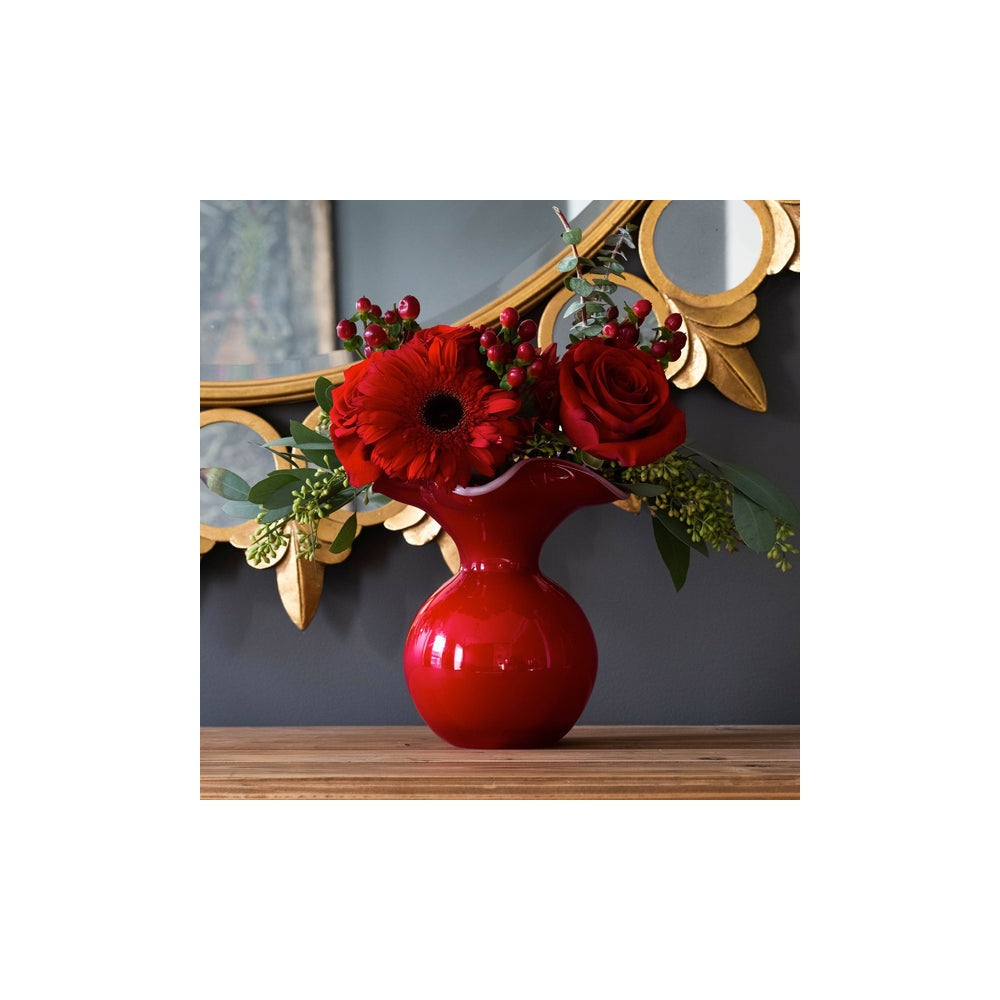 Hibiscus Small Fluted Vase Red by Vietri 4