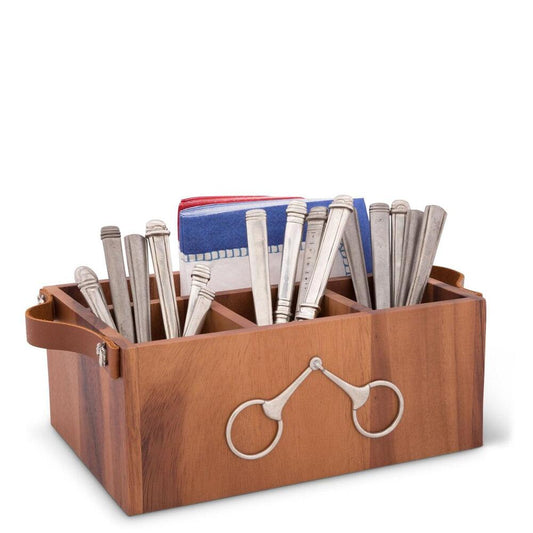 Horse Bits Leather Handles Flatware Caddy by Vagabond House 