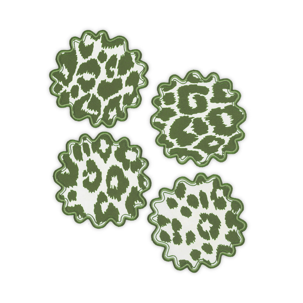 Iconic Leopard Cocktail Napkin set of 4 Green 