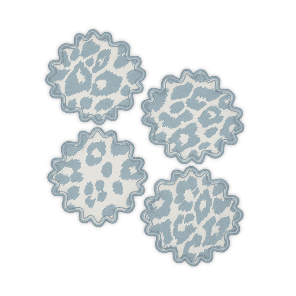 Iconic Leopard Cocktail Napkin set of 4 Sky 