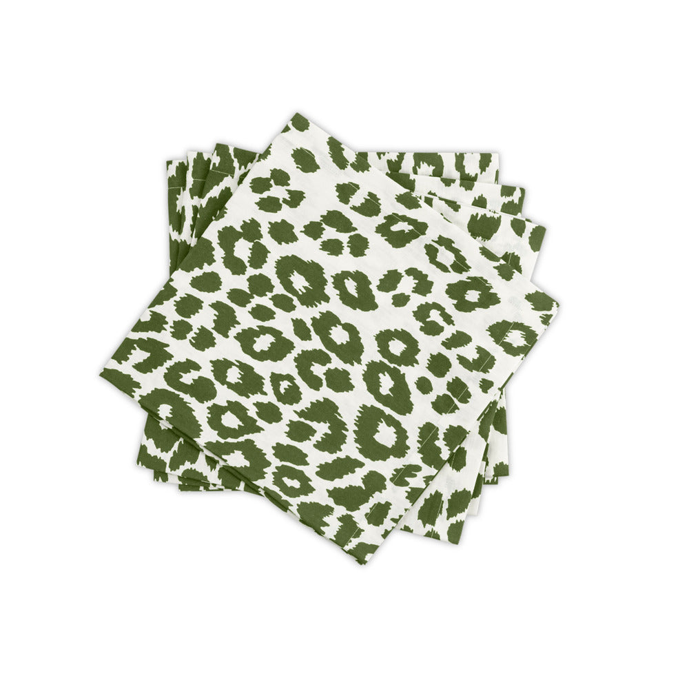 Iconic Leopard Napkin set of 4 Green 