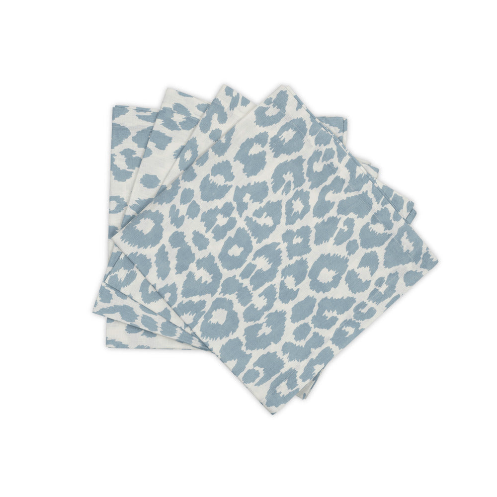 Iconic Leopard Napkin set of 4 Sky 