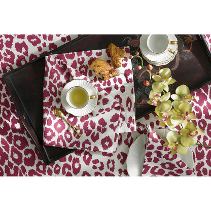 Iconic Leopard Tablecloth Crimson 10