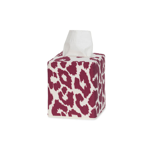 Iconic Leopard Tissue Box Cover Crimson 