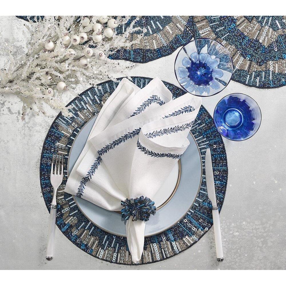 Illusion Placemat in Midnight & Silver - Set of 2 by Kim Seybert 1