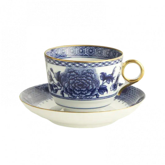 Imperial Blue Tea Cup & Saucer by Mottahedeh