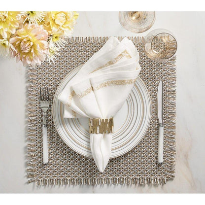 Impression Napkin - Set of 4 White & Gold by Kim Seybert 1