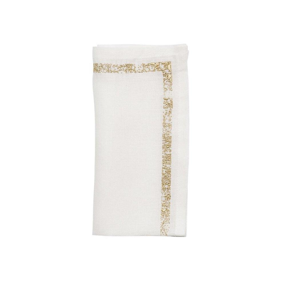 Impression Napkin - Set of 4 White & Gold by Kim Seybert 