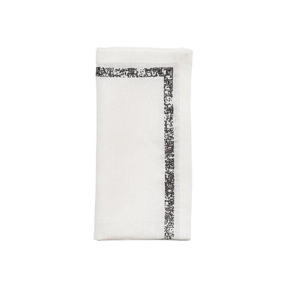 Impression Napkin - Set of 4 White & Gunmetal by Kim Seybert 6