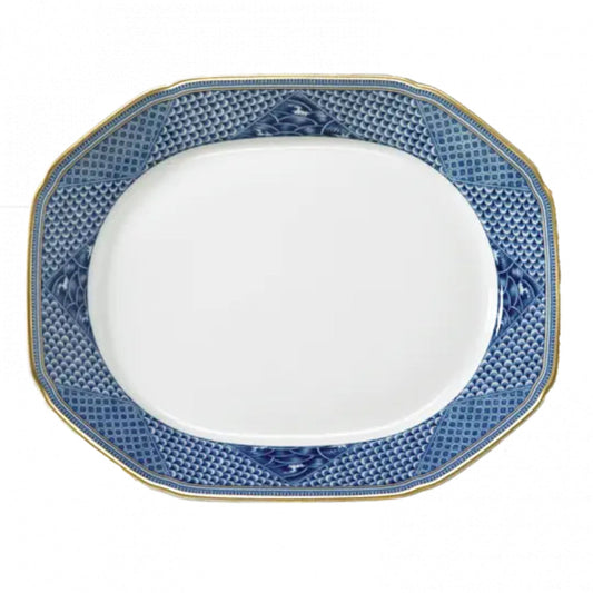 Indigo Wave Octagonal Platter by Mottahedeh