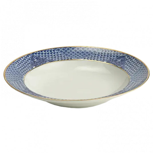 Indigo Wave Rim Soup Plate by Mottahedeh