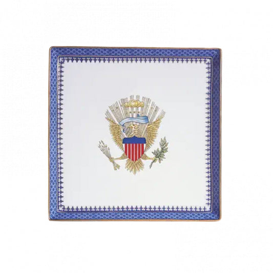 Indigo Wave Square Canape Tray with Eagle by Mottahedeh