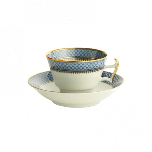 Indigo Wave Tea Cup & Saucer by Mottahedeh
