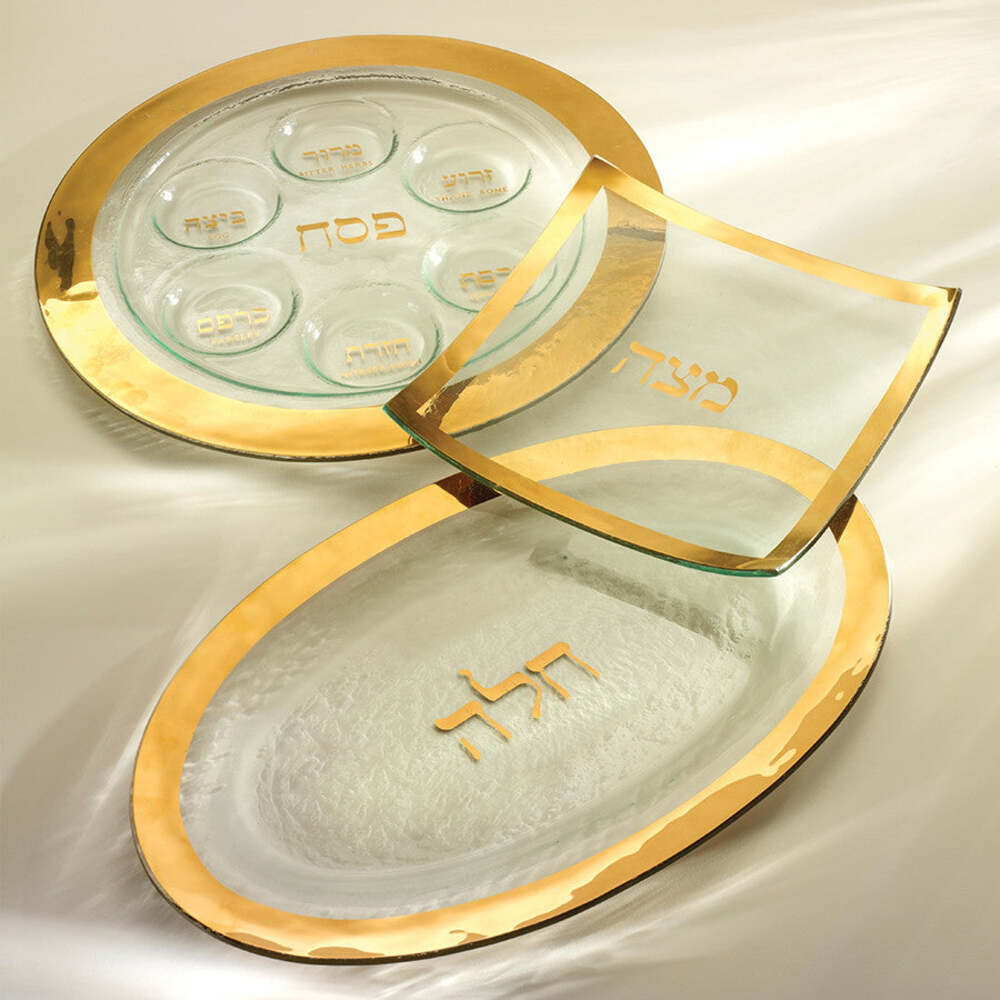 Judaica 10" x 10" Square Matza Plate by Annieglass Additional Image -2