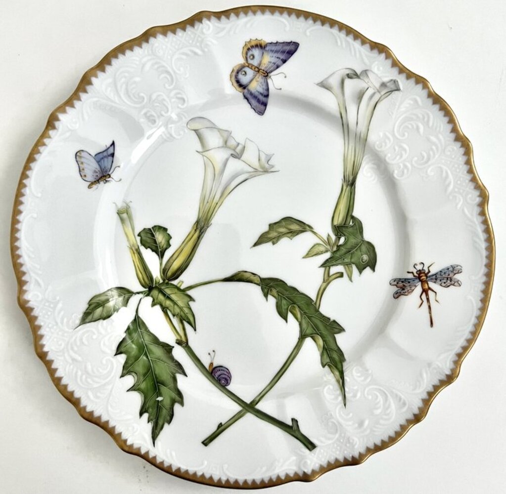 KRS3 - White Flowers Dinner Plate by Anna Weatherley