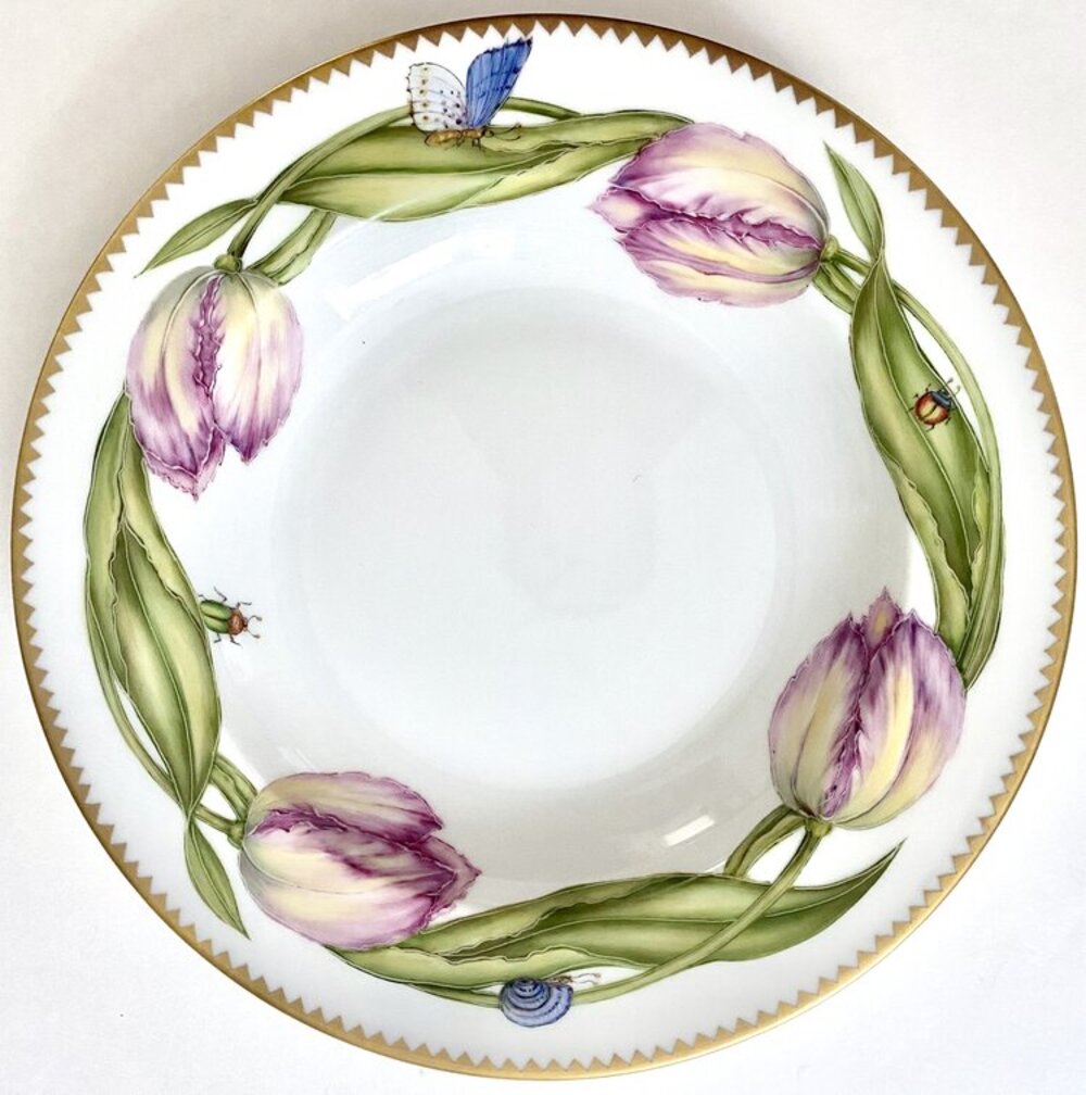 KS52 - Pink Tulip Soup/Pasta Plate by Anna Weatherley