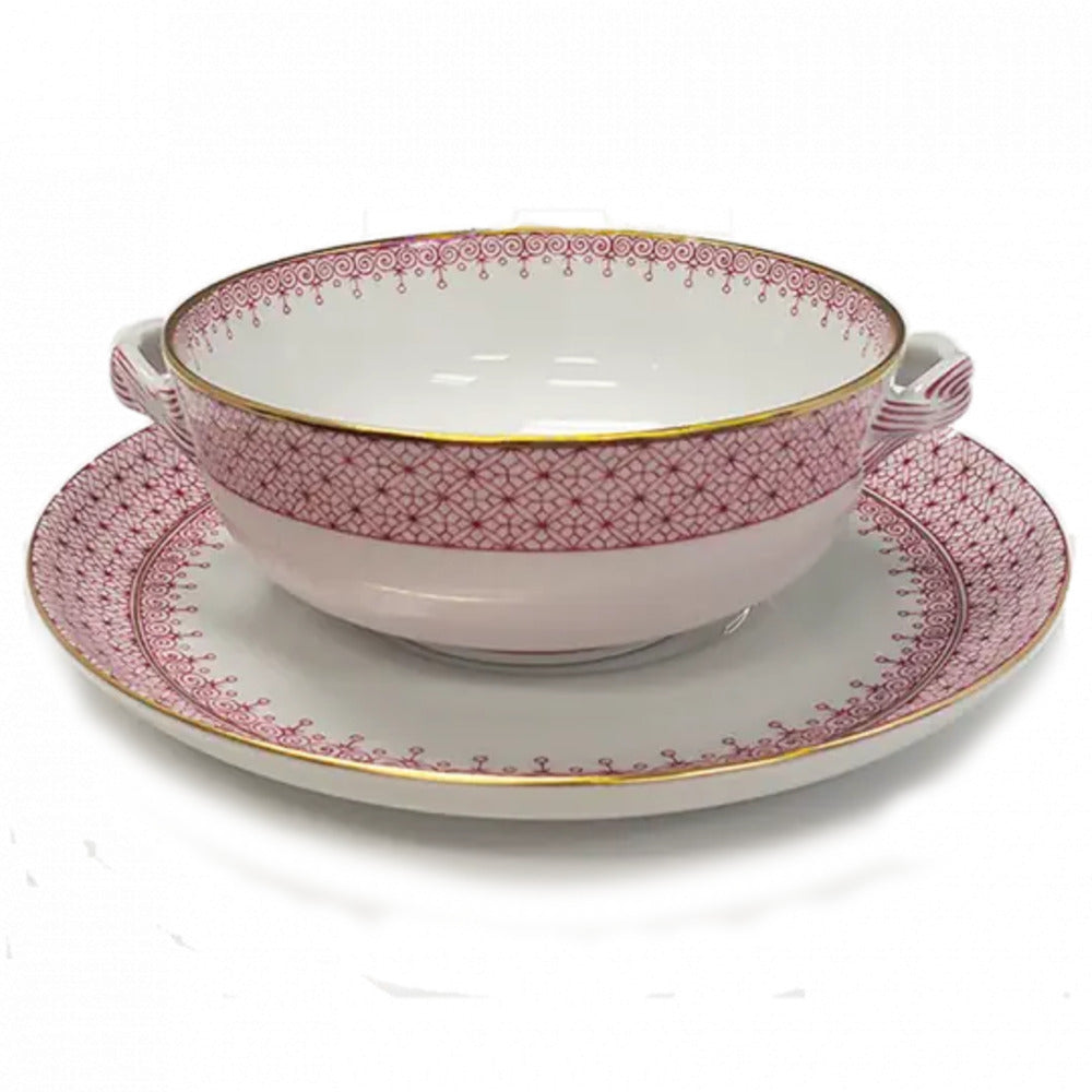 Lace Cream Soup & Saucer by Mottahedeh Additional Image -4