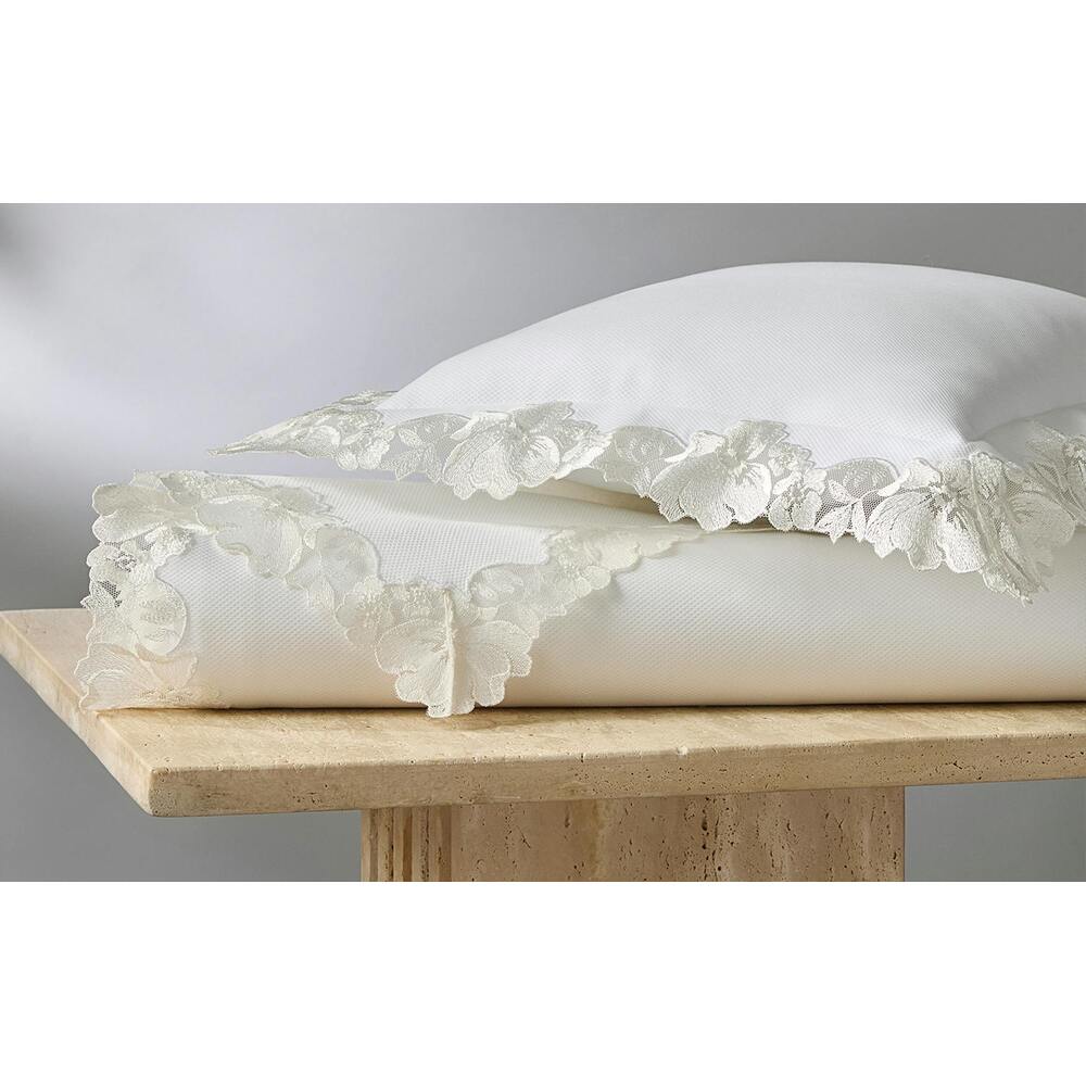 Lace Pique Sham Cecily White Standard 4