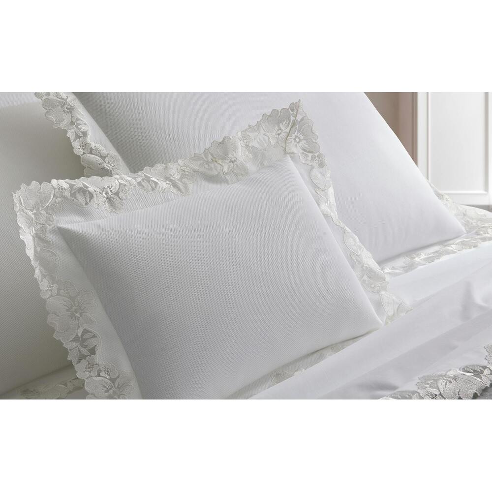 Lace Pique Sham Cecily White Standard 6