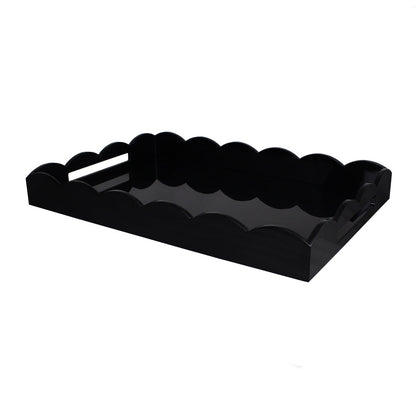 Large Black Scalloped Edge Tray 26"x17" by Addison Ross