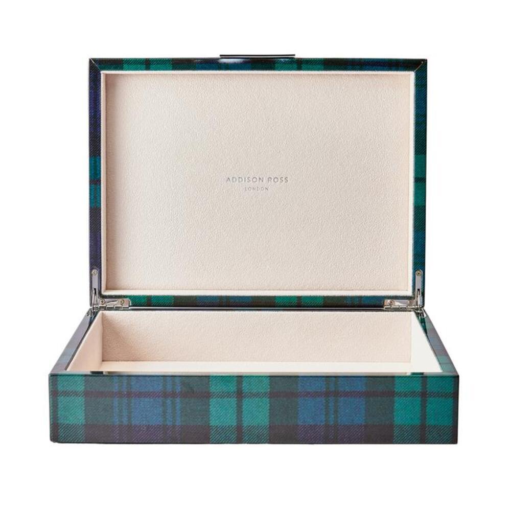 Large Black Watch Tartan Box with Silver by Addison Ross 