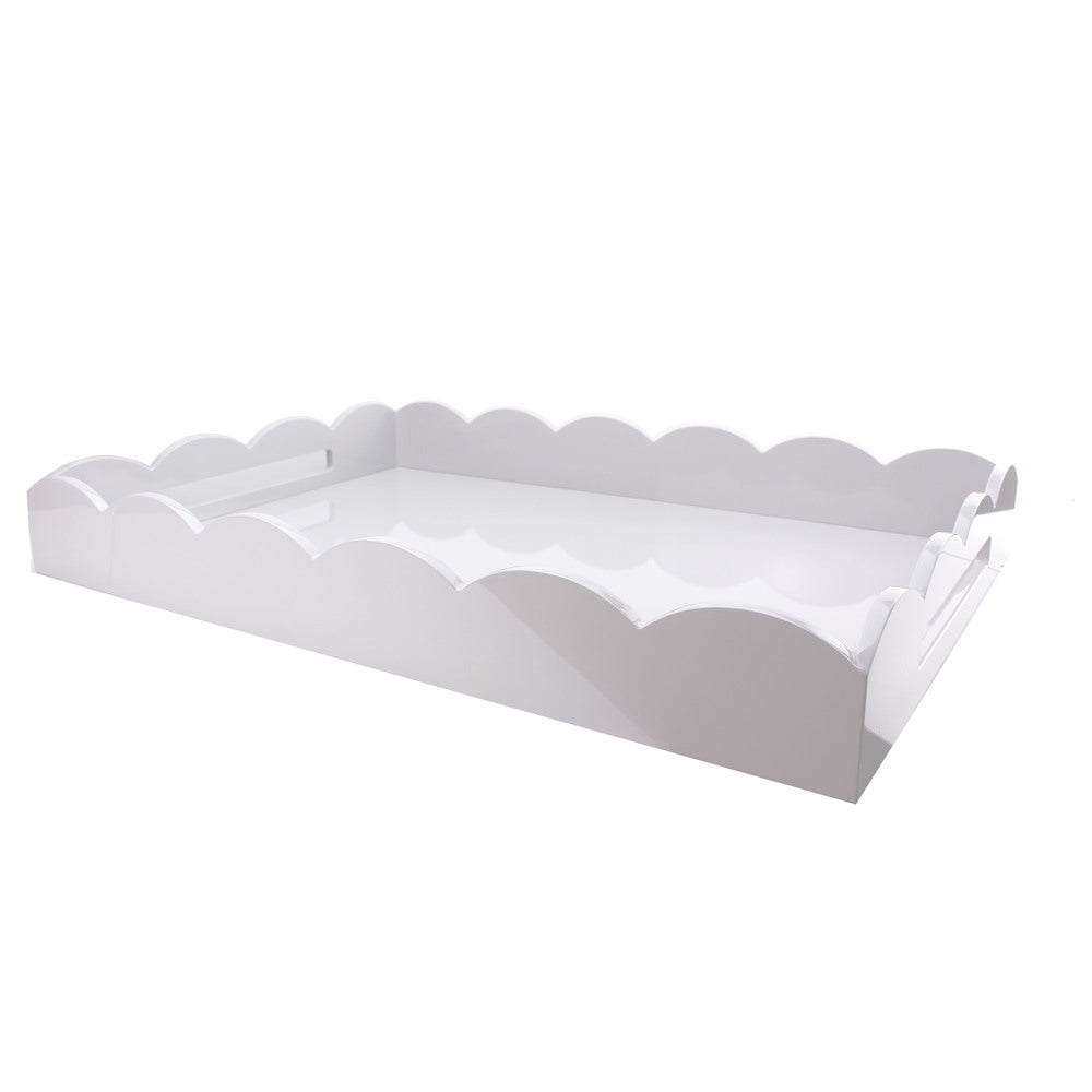 Large Chiffon Gray Scalloped Edge Tray 26"x17" by Addison Ross