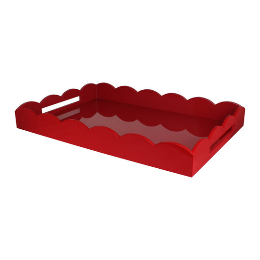 Large Red Scalloped Edge Tray 26"x17" by Addison Ross