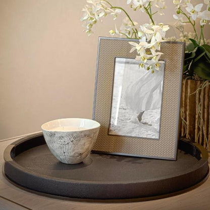 Large Round Anthracite Shagreen Tray by Addison Ross 1