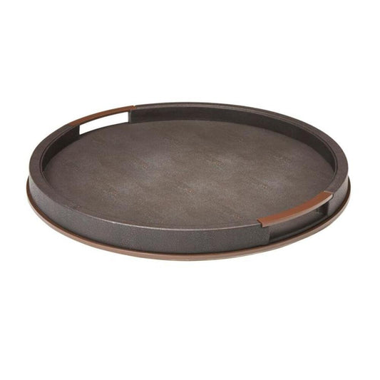 Large Round Anthracite Shagreen Tray by Addison Ross 